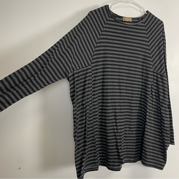 Karakorum Shirt Womens Large XL Black Gray Striped Tunic Round Neck - Picture 6 of 10